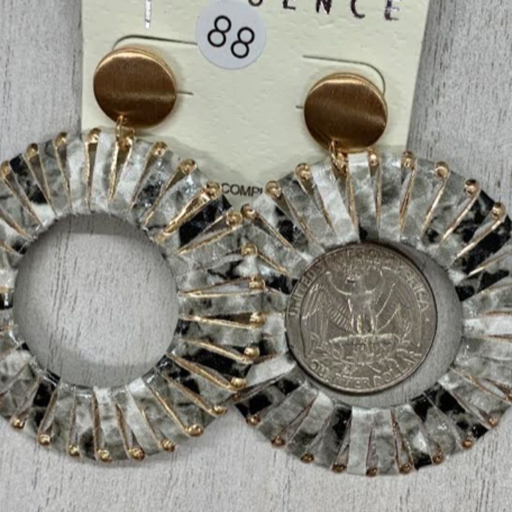 Gold Gray Black Earrings